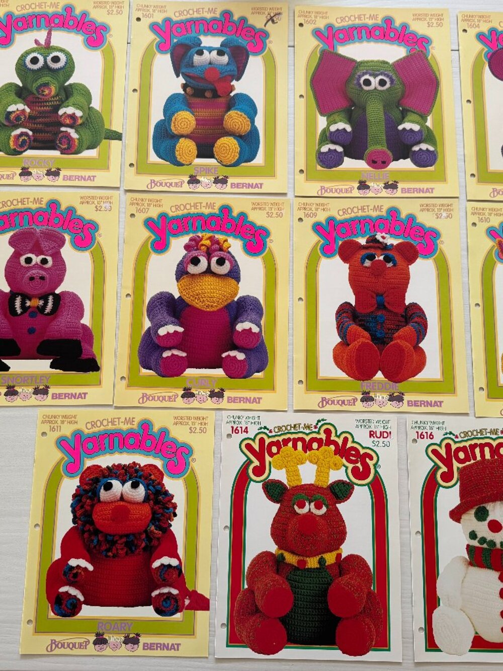 YARNABLES  Lot of 11 Patterns to Crochet Very Rare Retro Stuffed Animal Pamplets